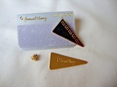 VINTAGE 1970s SAMUEL HUANG DESIGNER CLOISONNE RETRO MOD BLACK STUD EARRINGS
