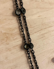 Signed MMA Metropolitan Museum of Art Black Tone Faceted Station Necklace Vtg