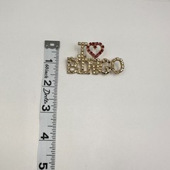 Vintage 80s “I Love Bingo” Heart Gold Tone Pin Brooch Red Rhinestone Jewelry