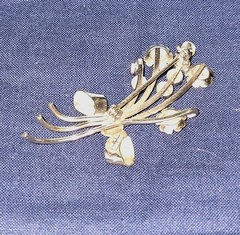 Sterling Silver Bond Boyd Brooch w/ Aqua Stones 2″ x 1″ ~~ 6 grams