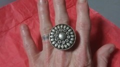 Silver Toned Vintage Jewelry Lot 1 Size Fits All Chunky Ring Necklace & Bracelet