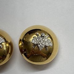 Joan Rivers Gold Tone Button Crystal Bee Clip on Earring