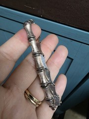 Vintage Sterling Silver 925 Bamboo Link Bracelet Matt finish Italy Signed M 7″