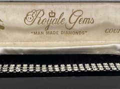 VINTAGE ROYALE GEMS MAN-MADE DIAMOND 3-ROW BRACELET – 6.75″ WITH BOX SPARKLY!