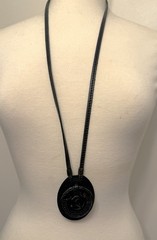 Gerda Lynggaard Monies Leather , Ebony Wood & Black Onyx Pendant Necklace