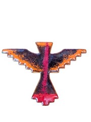 Vintage Enamel Thunderbird Brooch Copper Tone Southwest Native Style Bird Pin