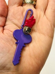 1980s Bell Charm Purple Key Collectible Clip On Charm for 1980s Necklace BIN J