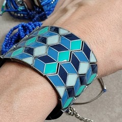 Vtg Lot Of 20 Turquoise Teal Blue Bracelets Cloisonne Metal Beaded Copper Bangle
