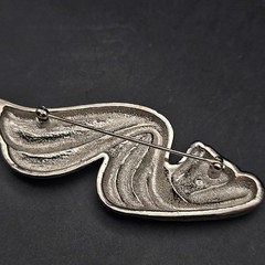 Silver Tone Wave Wavey Brooch Ribbon Vintage 1990s Jewelry