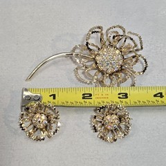 VTG AB Rhinestone Sarah Coventry ‘Allusion’ 1968 Brooch Pin & Earrings Set