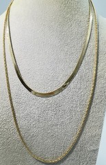 (2) Vintage Monet Gold Tone 23” & 30” Necklaces Herringbone 5mm
