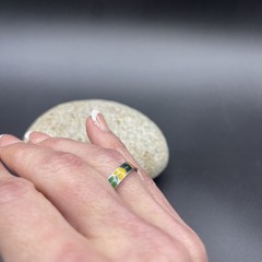 Vintage Siam Enamel Sterling Silver Stackable Band Ring #I195