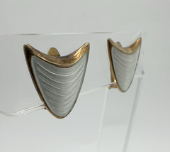 VTG Albert Scharning Norway Sterling White Enamel Clip-On Earrings 4g #bfi