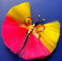 RARE SIGNED HATTIE CARNEGIE HOT PINK & YELLOW DYNEL BUTTERFLY PIN BROOCH💛💕