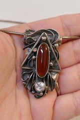 Vintage Studio Handmade Sterling Silver & Carnelian Choker Style Necklace