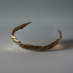 Vintage Copper, Brass, And Silver Bracelet Cuff Art Deco -#555