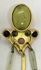 VTG Gale Rothstein Designs Inc Metal Semi Precious Stones Dangle Earrings 3.1/4”