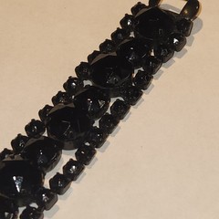 Vintage MCM Weiss Jet Black Rhinestone 7.5″ Bracelet – Statement Stunning