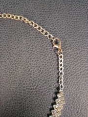 Vintage Rhinestone Heart Choker Necklace Silver Tone Clear Stones 13″