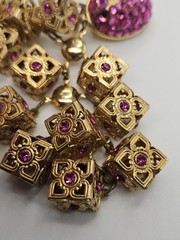 As Is Repair Vintage Retro Goldntone Pink Crystals Dangle Clip On Earrings