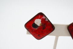 Vintage Clip On Earrings Copper Red Enamel MCM