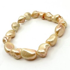 Vintage Iridescent Champagne Baroque Pearl Stretch Bracelet Classic Fashion