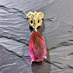 Vintage STS 925 Sterling Silver Pink Teardrop Pendant – Faceted Pear Shape