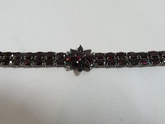 MICHELLE ALBALA 925 Sterling Silver Almandine Garnet Floral Tennis Bracelet 7″