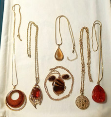 Vintage 7 Designer Signed Necklace Pendant Lot Monet Sarah Coventry Set Napier