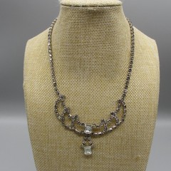 Vintage Rhinestone Necklace Swag Drape Dangle Choker 15 Inch