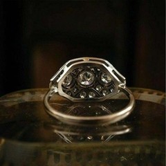Art Deco Style Round Cut Lab Created Diamond 14K White Gold FN Engagement Ring