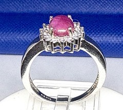 Y19 Vintage 925 Silver Ring 2Ct Purple Ruby Size 9.5-10 & 14x 2.5 mm White Topaz