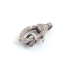 1 Pc Pave Diamond Lobster Claps, 21mmx11mm Lobster Claps, Both Side Pave Diamond