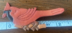 Handmade Bird Brooch Pin Lot of 3 Wood Leather Cardinal Feather Dove Vtg
