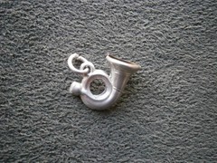 European Post Horn Hunting Horn Vintage 800 Silver Bracelet Charm Pendant