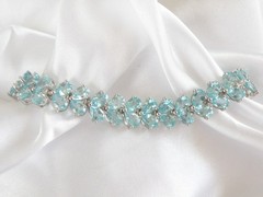 Vintage Sterling Silver 925 Natural Madagascar Blue Apatite Tennis Bracelet 7.5″