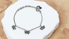 Vintage Children’s Silver Tone Multi-Color Enamel Butterfly Charm Bracelet, 7″ L