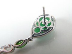 Sterling Silver 925 Green Jade Drop Unique Dangle Earrings