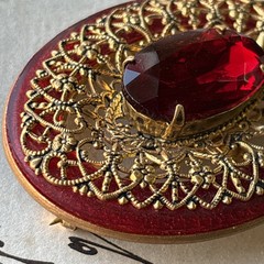 Vintage brooch ruby stone (corundum) gilding / made in uSSR 1980 ,a gift for her