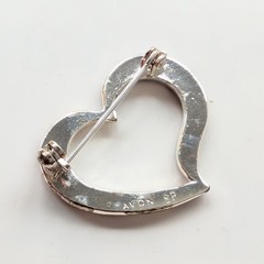 Vintage Avon Silver Plated Patriotic American Flag Collectible Heart Pin Brooch
