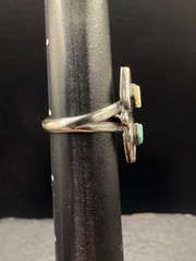 SZ 5.25 Vintage Sterling Silver Turquoise Shell Southwest Native Estate Ring 925