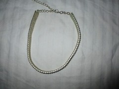 4 pieces Rhinestone choker necklace matching new pierced earrings hair tie