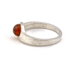 Modernist Minimalist Sterling Silver Baltic Amber Cigar Band Ring Size 8.5