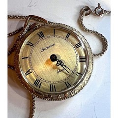 Vintage Lucerne Swiss Pendant Watch 34mm Sunburst Medallion 14k Gold Chain 29in