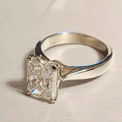 3CT Radiant-Cut Moissanite Solitaire Engagement Ring 14K White Gold Finish Ring
