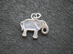 Elephant Vintage Flat Sterling Silver Enamel Bracelet Charm Pendant 2.0g