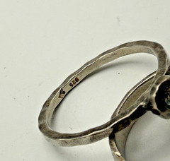 Silpada 925 Sterling Silver Stackable Ring Set Hammered CZ Size 8 Vintage