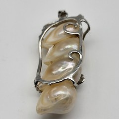 Stunning Baroque Pearl White gold plated Pendant Modernist whimsical bold