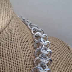 Vintage Germany Aluminum Chainmail Choker Necklace Mid‑Century minimalist 18.25″