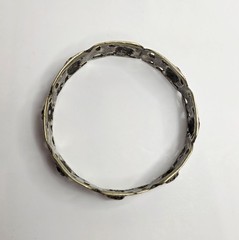 Vintage Brass Toned Metal Rose Panel Bracelet 8″ Bangle Art Nouveau Style